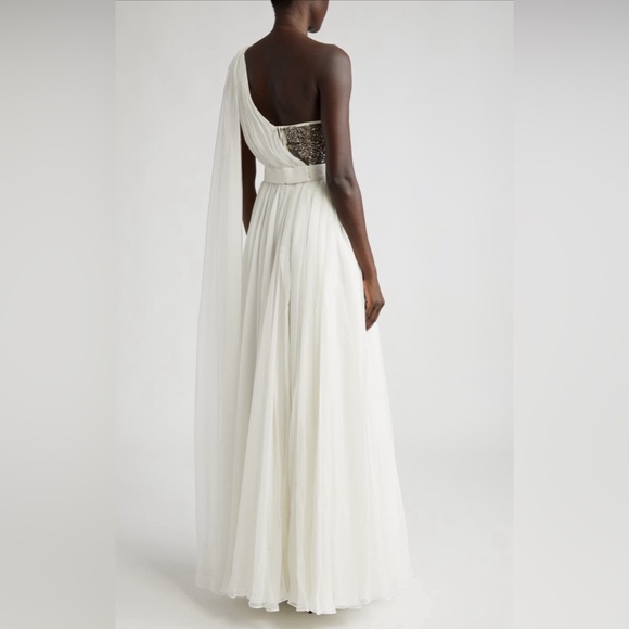 Alexander McQueen Crystal Embellished One-Shoulder Silk Chiffon Gown NWT - Picture 5 of 10